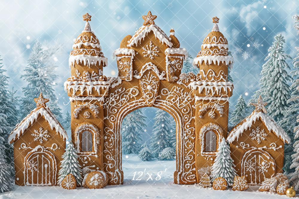 Kate Christmas Gingerbread Castle Snow Backdrop Designed by Emetselch - Image 7