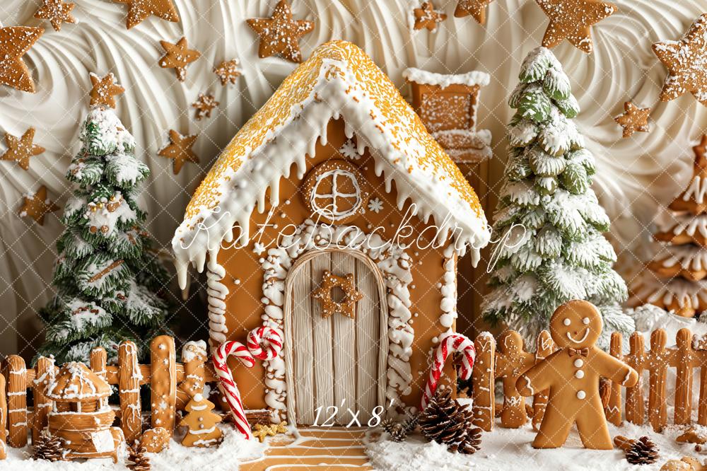 Kate Christmas Gingerbread House Biscuits Fleece Backdrop Designed by Emetselch - Image 4