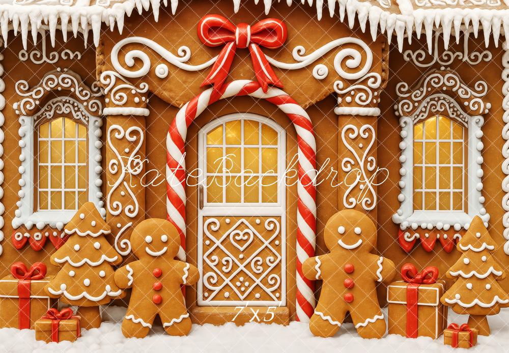 Kate Christmas Gingerbread House Bow Backdrop Designed by Patty Robert - Image 2