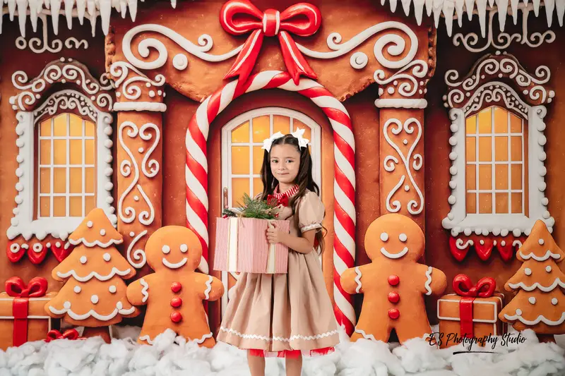 Kate Christmas Gingerbread House Bow Backdrop Designed by Patty Robert - Image 3