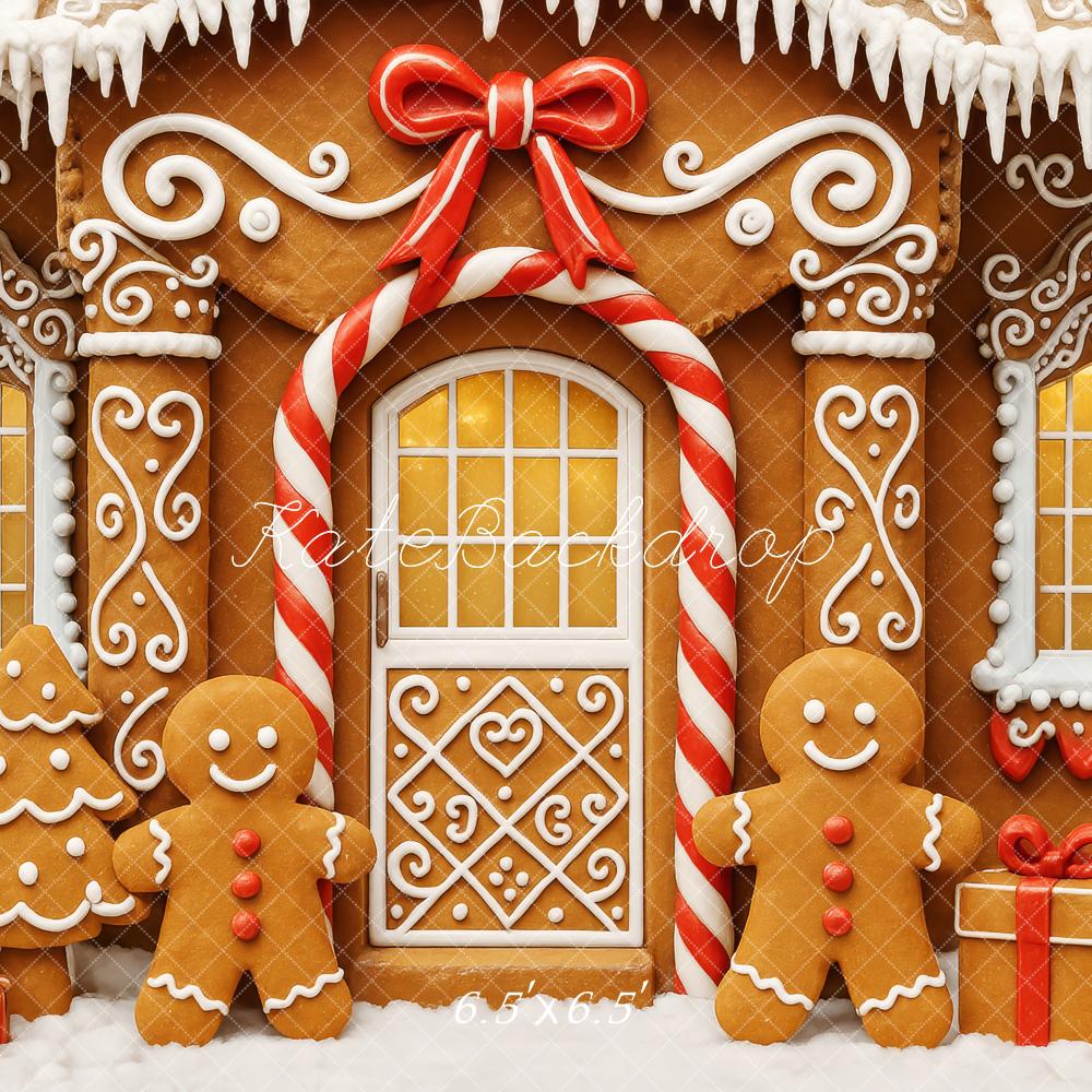 Kate Christmas Gingerbread House Bow Backdrop Designed by Patty Robert - Image 4