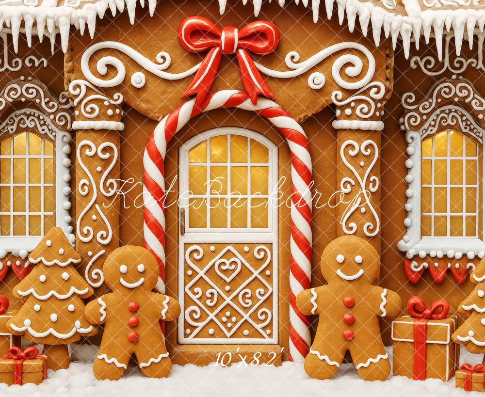 Kate Christmas Gingerbread House Bow Backdrop Designed by Patty Robert - Image 5