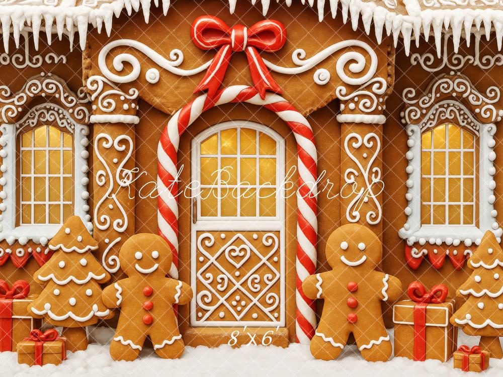 Kate Christmas Gingerbread House Bow Backdrop Designed by Patty Robert - Image 6