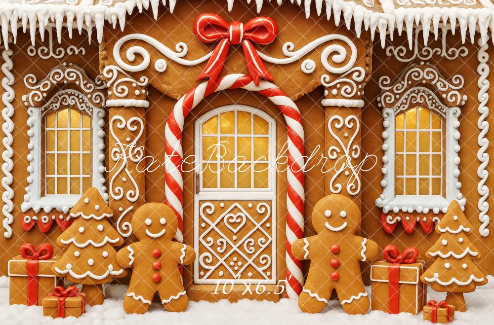 Kate Christmas Gingerbread House Bow Backdrop Designed by Patty Robert - Image 7