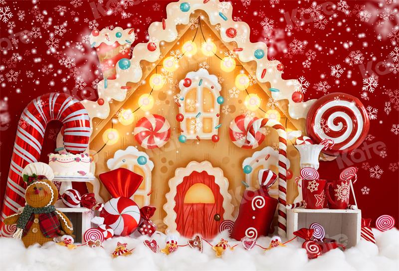 Kate Christmas Gingerbread House Candy Backdrop for Photography - Image 2