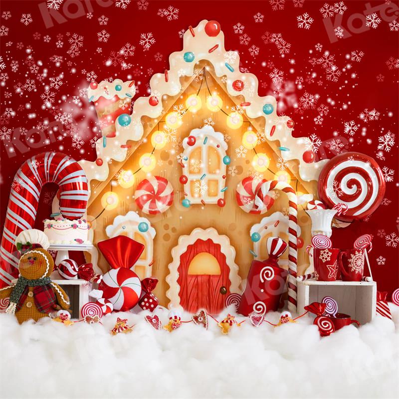 Kate Christmas Gingerbread House Candy Backdrop for Photography - Image 4