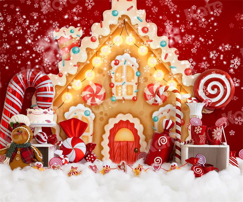 Kate Christmas Gingerbread House Candy Backdrop for Photography - Image 5
