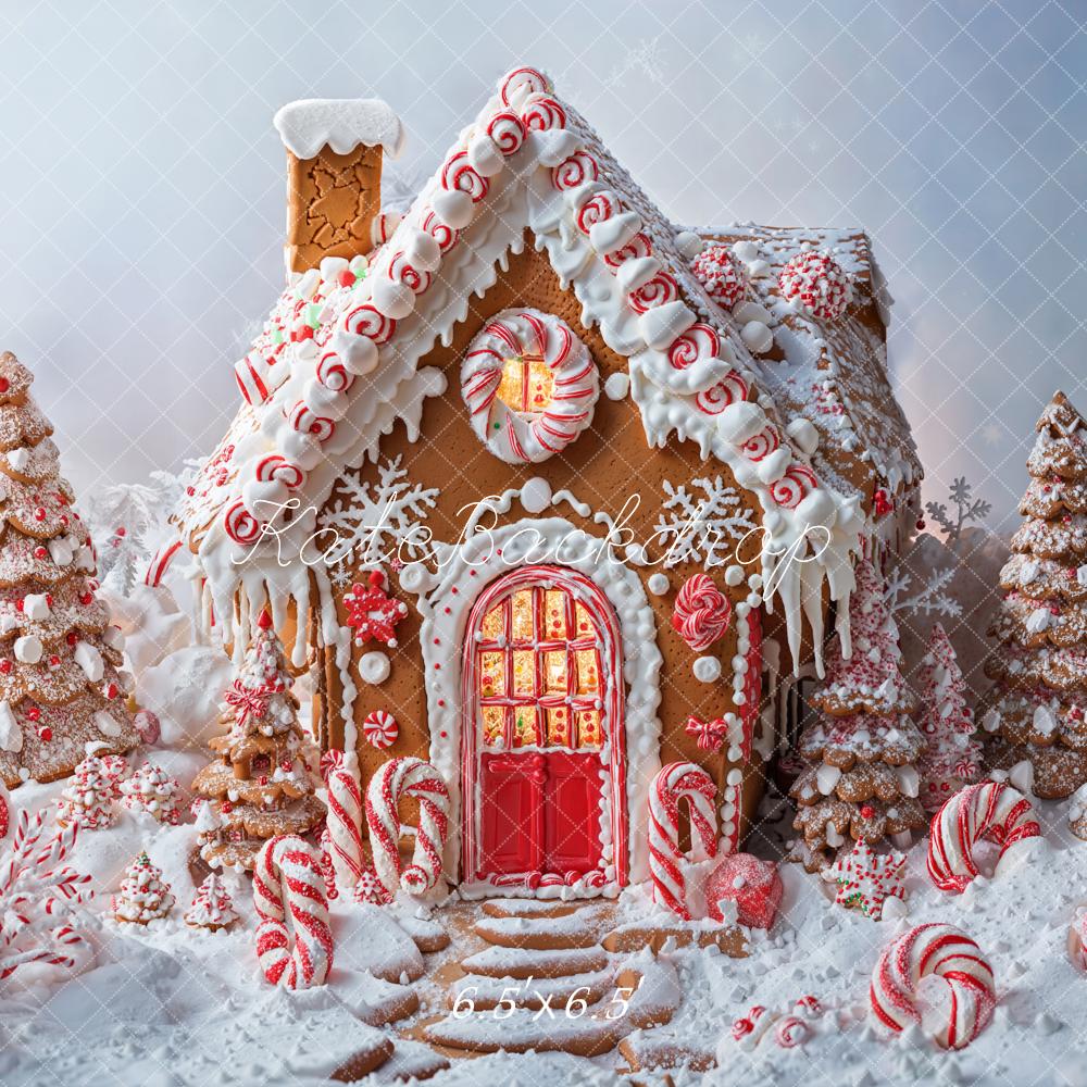 Kate Christmas Gingerbread House Candy Cane Backdrop Designed by Chain Photography - Image 2