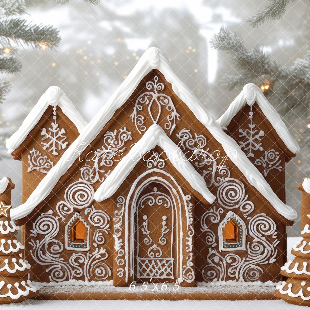 Kate Christmas Gingerbread House Snowy Backdrop Designed by Mini MakeBelieve - Image 2