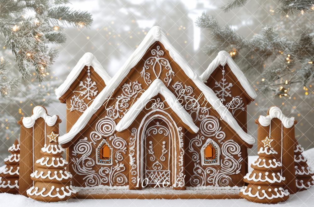 Kate Christmas Gingerbread House Snowy Backdrop Designed by Mini MakeBelieve - Image 4