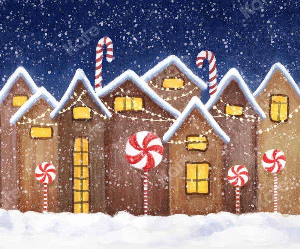 Kate Christmas Gingerbread House Winter Snow Backdrop Designed by GQ - Image 3