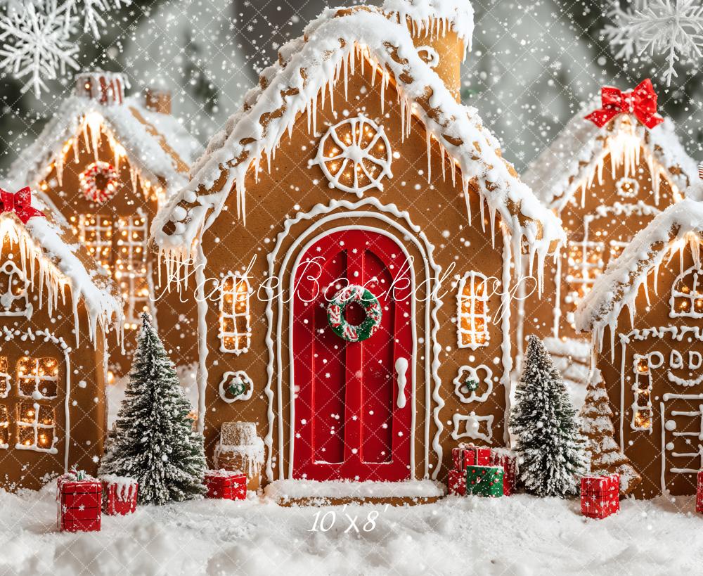 Kate Christmas Gingerbread Houses Snowy Backdrop Designed by Emetselch - Image 6