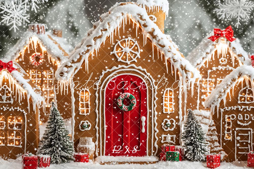 Kate Christmas Gingerbread Houses Snowy Backdrop Designed by Emetselch - Image 7