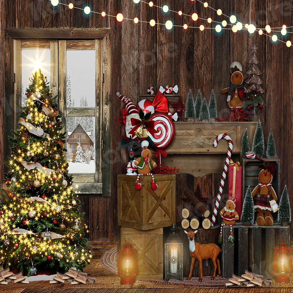 Kate Christmas Gingerbread Retro Wood Backdrop for Photography - Image 2
