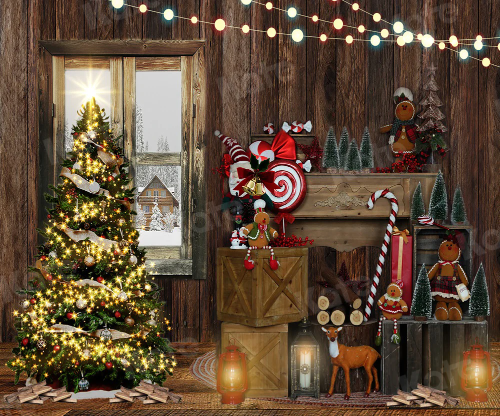 Kate Christmas Gingerbread Retro Wood Backdrop for Photography - Image 3