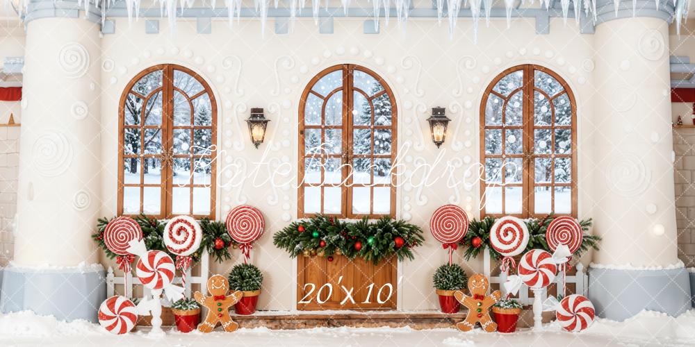 Kate Christmas Gingerbread Windows Candy Canes Backdrop Designed by Emetselch - Image 8