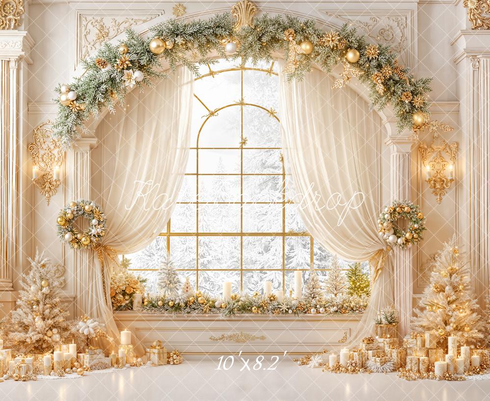 Kate Christmas Gold Garland Arch Elegant Trees Backdrop Designed by Emetselch - Image 6