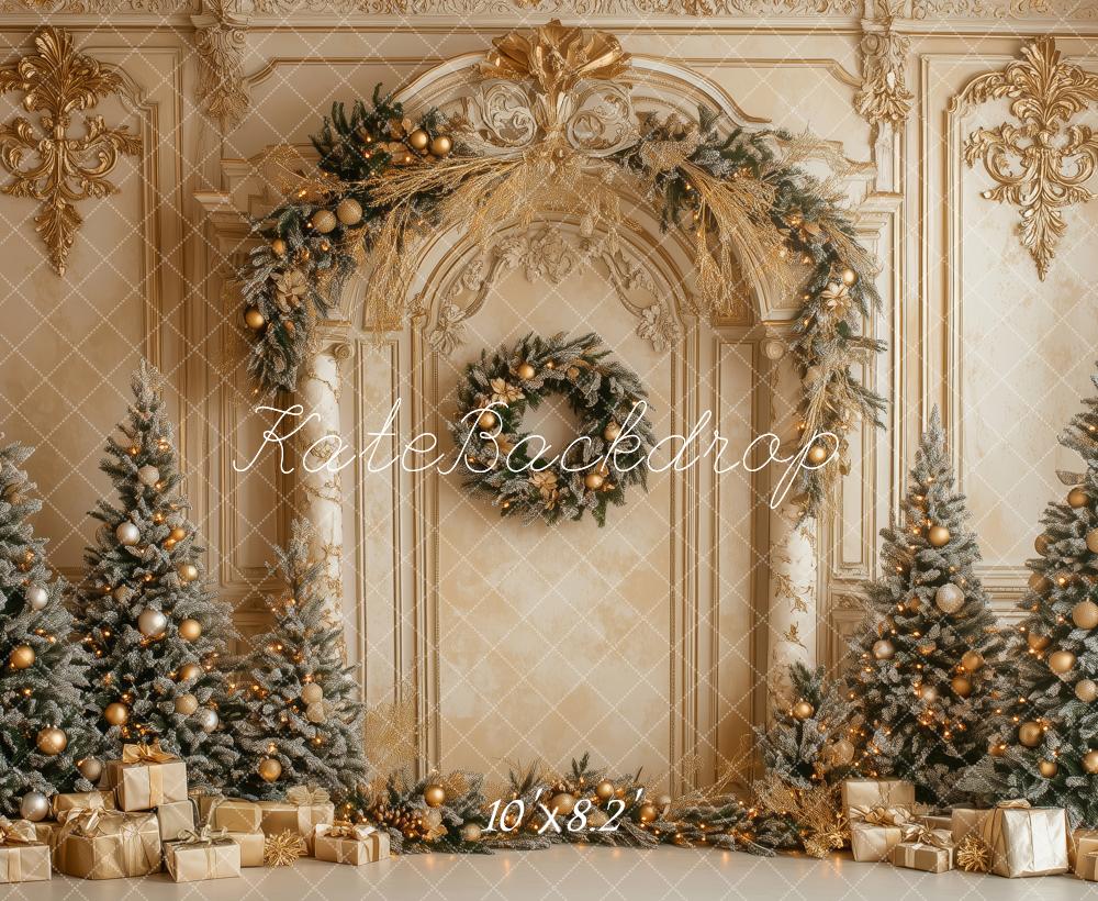 Kate Christmas Gold Ornate Arch Trees Backdrop Designed by Patty Robert - Image 6