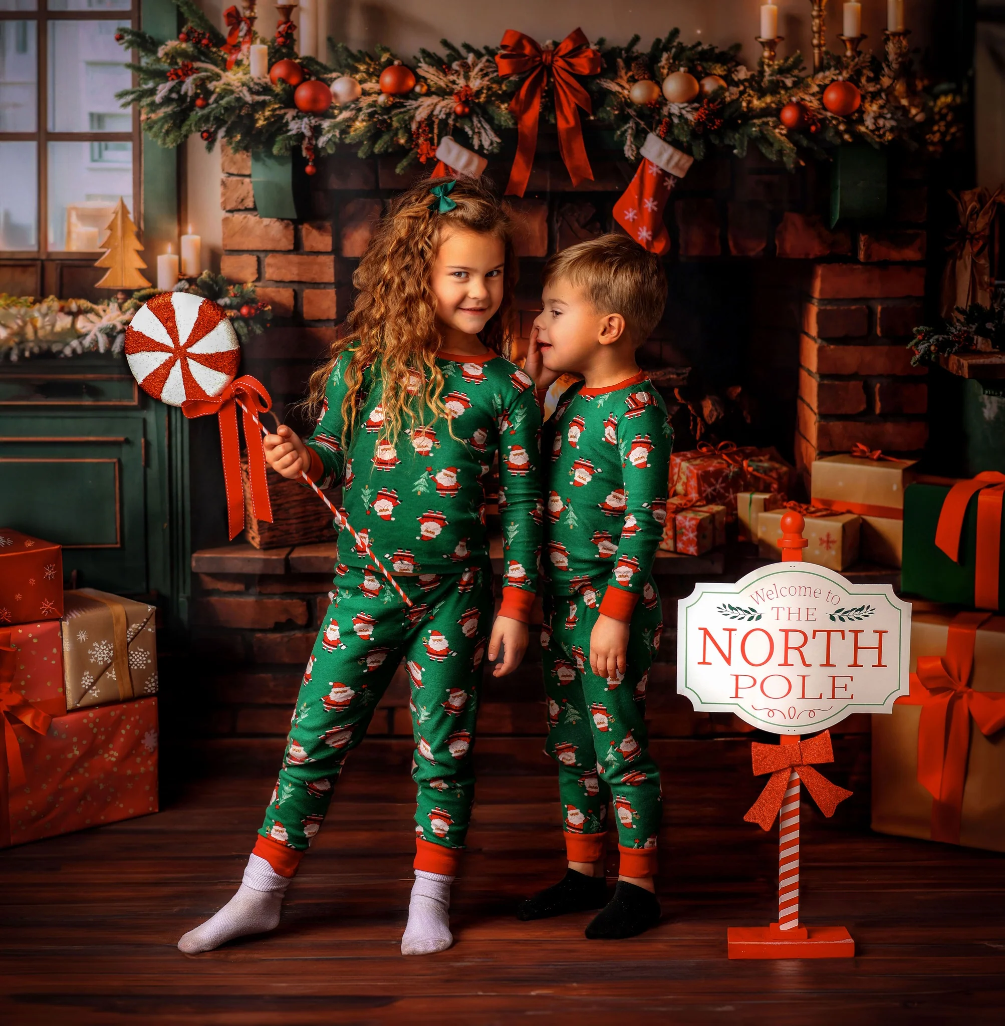 Kate Green Christmas Kitchen Fireplace Backdrop Designed by Emetselch - Image 4