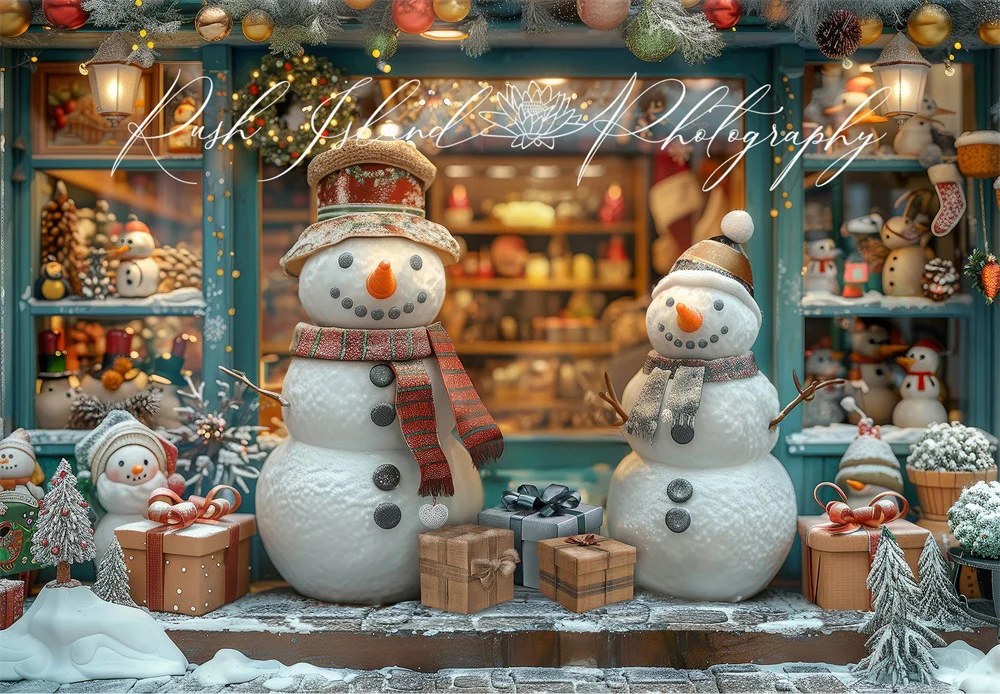 Kate Christmas Happy Snowman Shop Backdrop Designed by Laura Bybee - Image 2