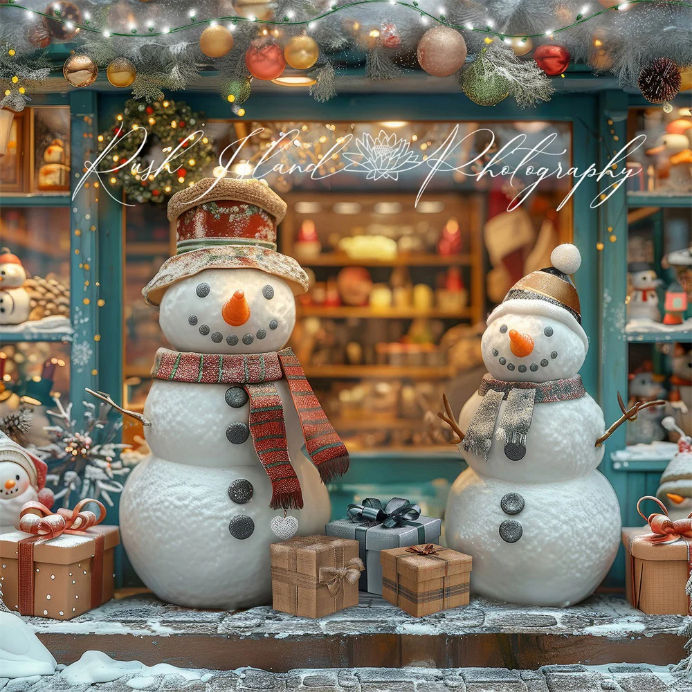 Kate Christmas Happy Snowman Shop Backdrop Designed by Laura Bybee - Image 4