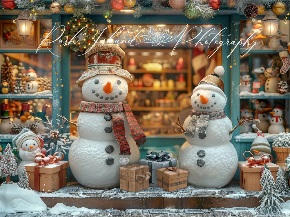 Kate Christmas Happy Snowman Shop Backdrop Designed by Laura Bybee - Image 5