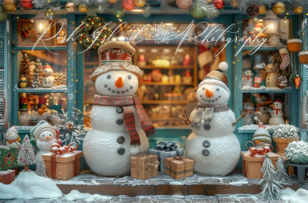 Kate Christmas Happy Snowman Shop Backdrop Designed by Laura Bybee - Image 6
