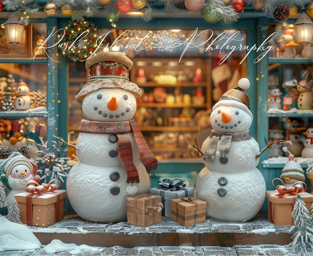 Kate Christmas Happy Snowman Shop Backdrop Designed by Laura Bybee - Image 7
