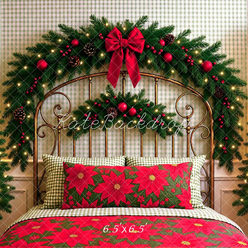 Kate Christmas Headboard Poinsettia Pillow Backdrop Designed by Mini MakeBelieve - Image 2