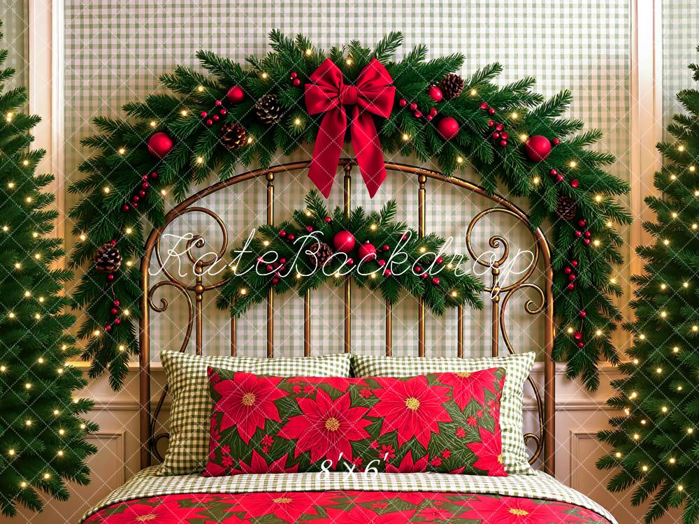 Kate Christmas Headboard Poinsettia Pillow Backdrop Designed by Mini MakeBelieve - Image 4