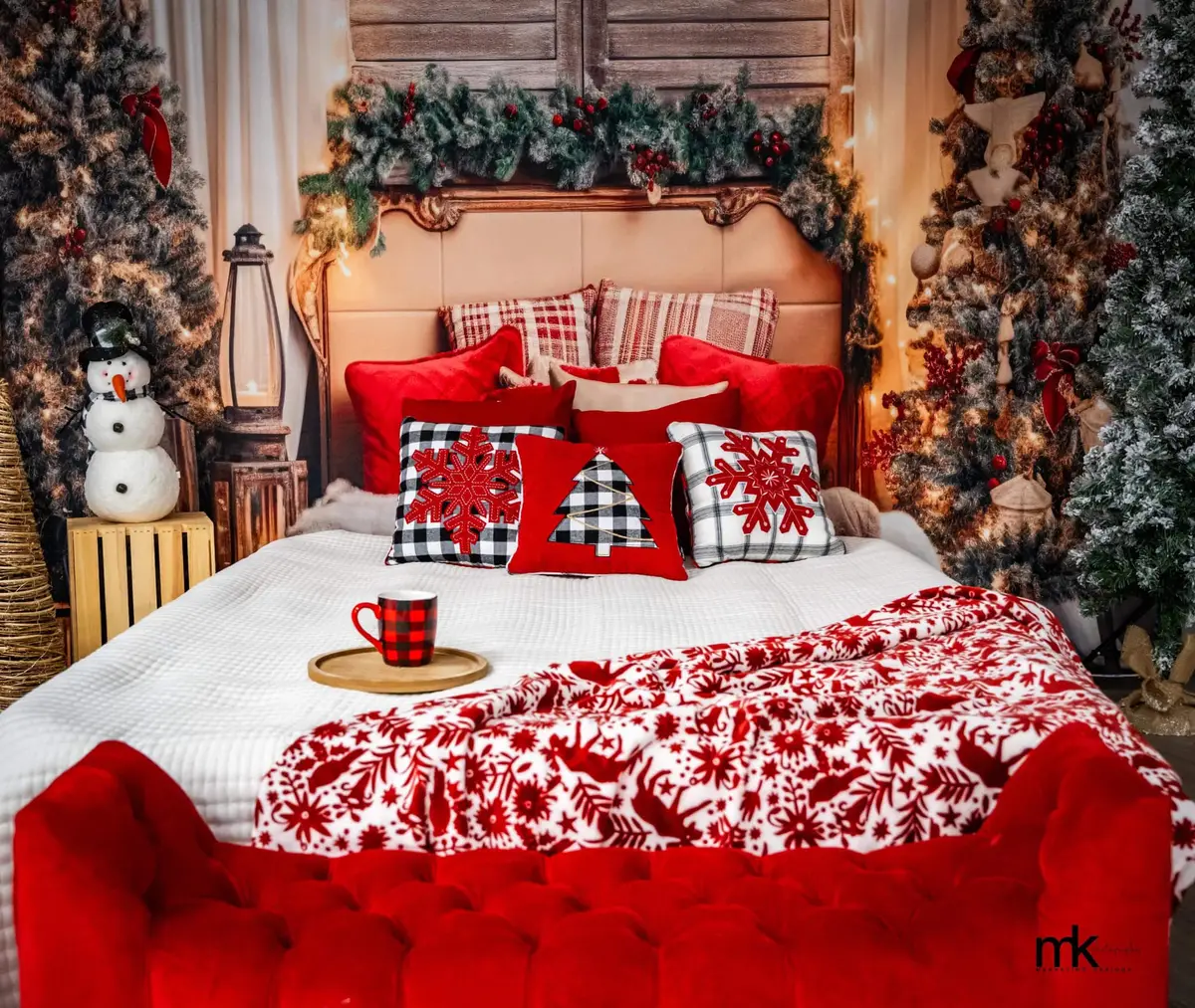 Kate Christmas Headboard Tree Boudoir Backdrop for Photography - Image 3