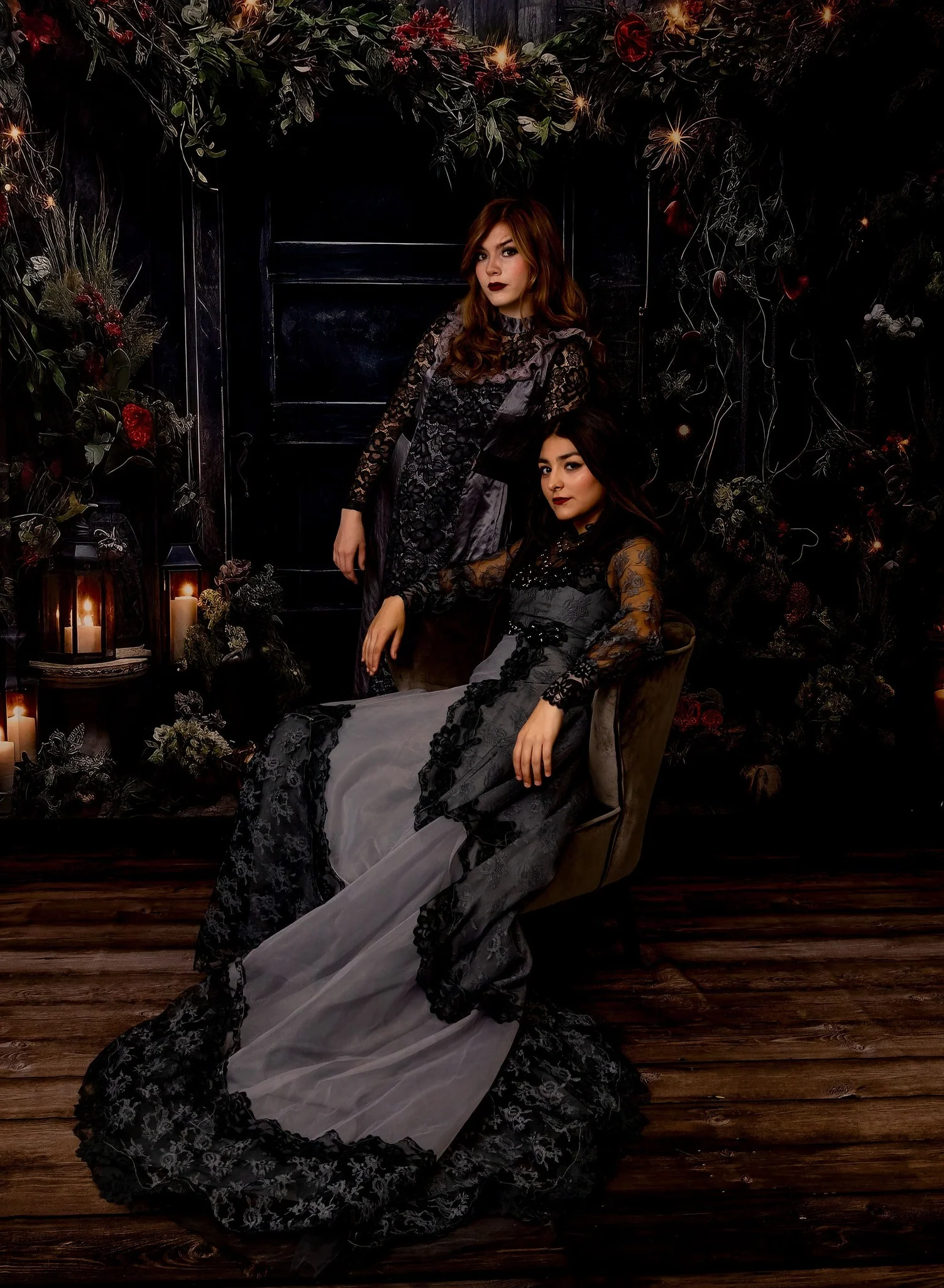 Kate Christmas Holly Black Door Backdrop Designed by Angela Marie Photography