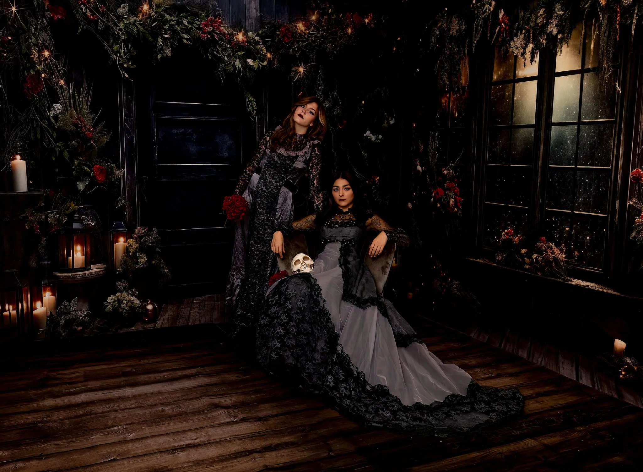Kate Christmas Holly Black Door Backdrop Designed by Angela Marie Photography - Image 3
