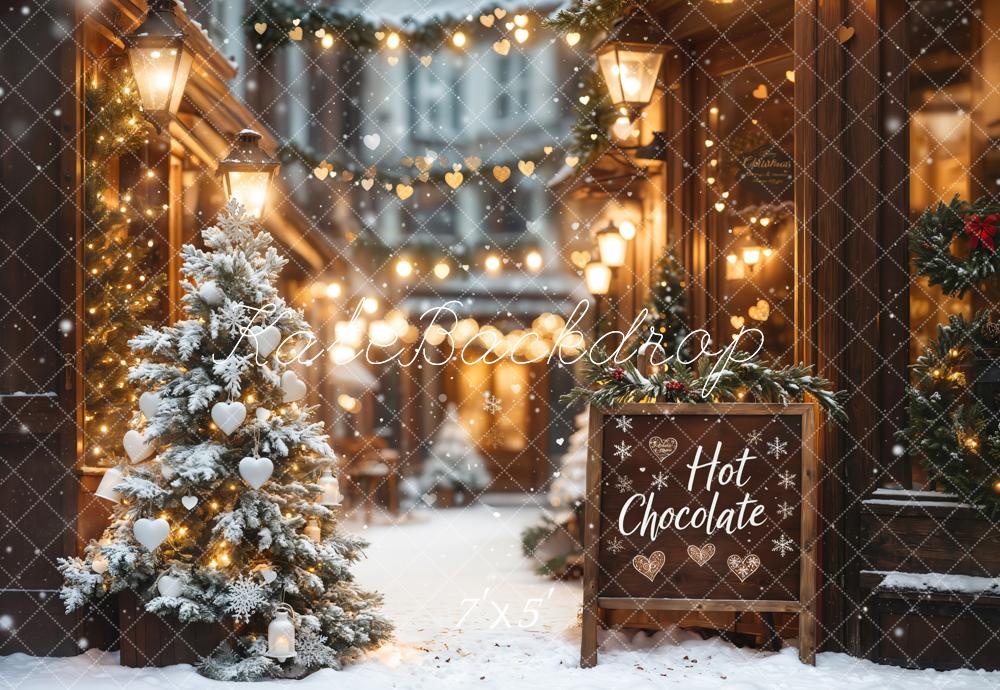 Kate Christmas Hot Chocolate Shop Bokeh Backdrop Designed by Emetselch - Image 2