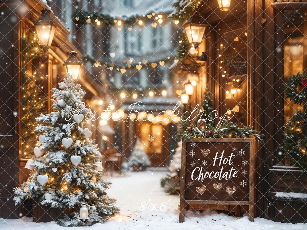 Kate Christmas Hot Chocolate Shop Bokeh Backdrop Designed by Emetselch - Image 4