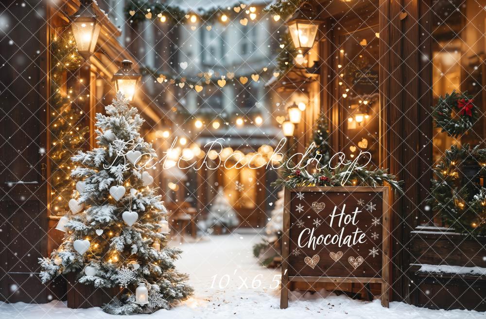 Kate Christmas Hot Chocolate Shop Bokeh Backdrop Designed by Emetselch - Image 5
