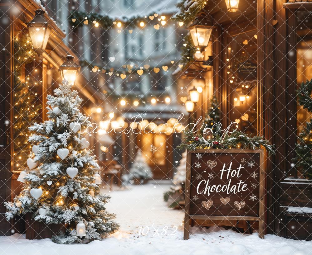 Kate Christmas Hot Chocolate Shop Bokeh Backdrop Designed by Emetselch - Image 6