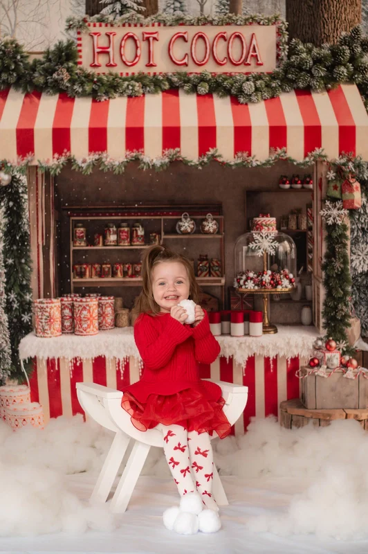 Kate Christmas Hot Cocoa Forest Snow Backdrop Designed by Emetselch - Image 3