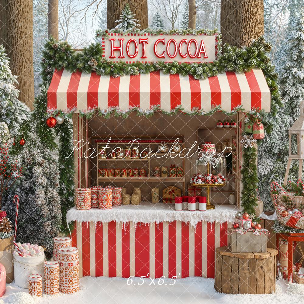 Kate Christmas Hot Cocoa Forest Snow Backdrop Designed by Emetselch - Image 6