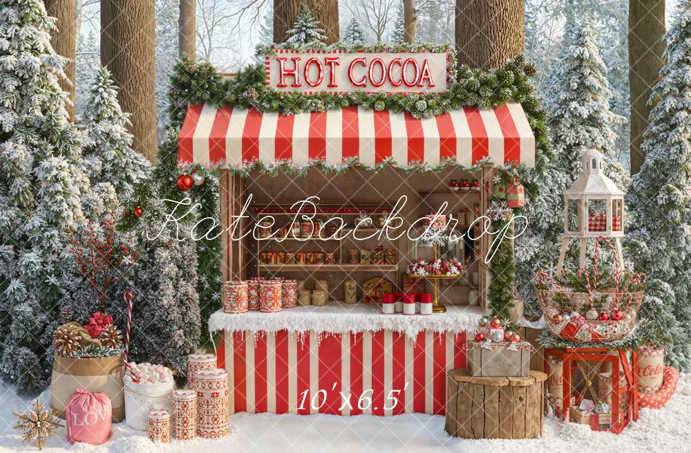 Kate Christmas Hot Cocoa Forest Snow Backdrop Designed by Emetselch - Image 8