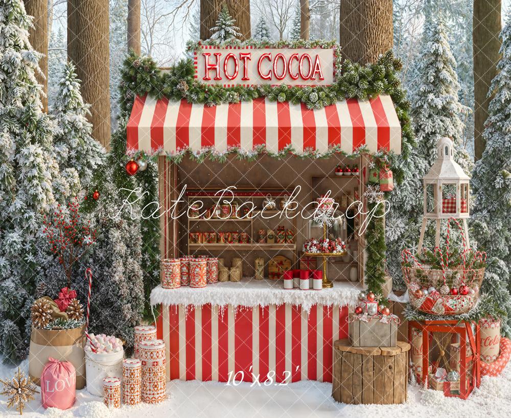 Kate Christmas Hot Cocoa Forest Snow Backdrop Designed by Emetselch - Image 9