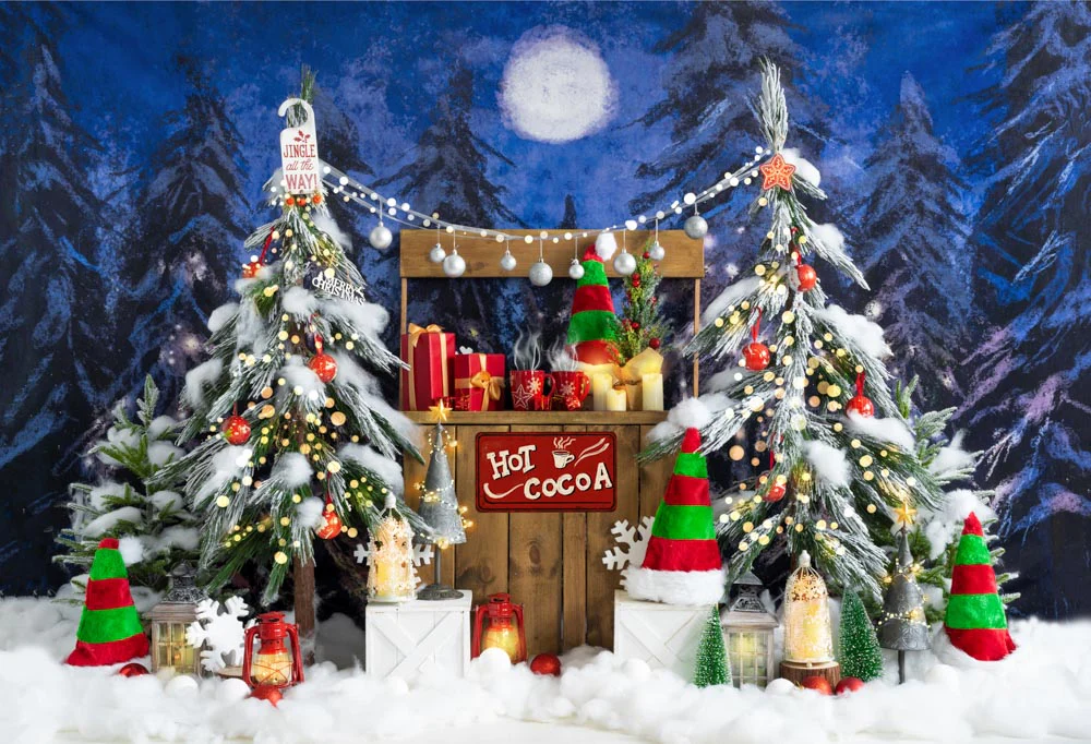 Kate Christmas Hot Cocoa Red Green Elf Hat Backdrop Designed by Emetselch - Image 2