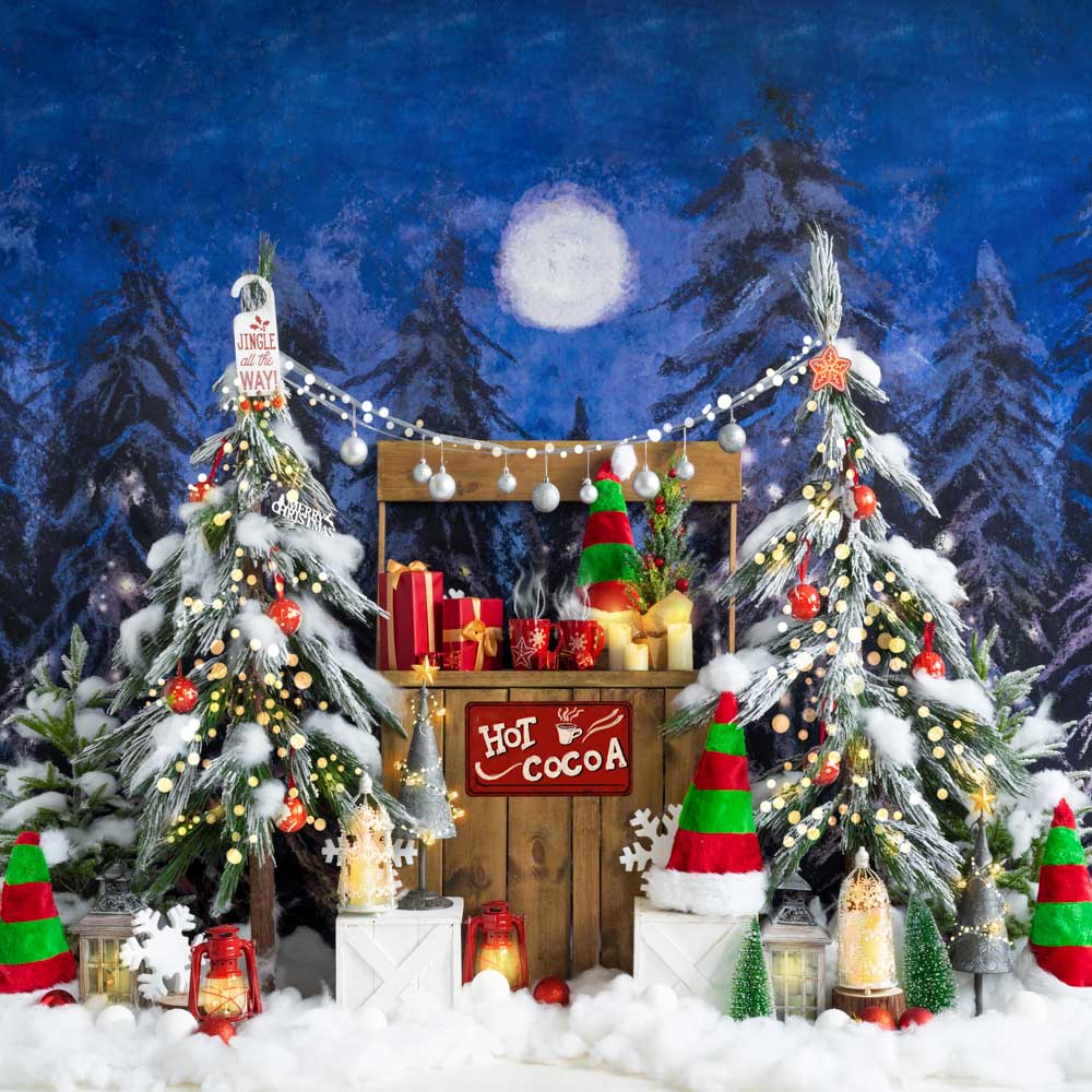 Kate Christmas Hot Cocoa Red Green Elf Hat Backdrop Designed by Emetselch - Image 4