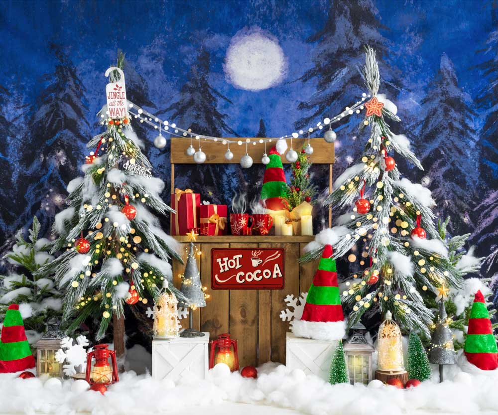 Kate Christmas Hot Cocoa Red Green Elf Hat Backdrop Designed by Emetselch - Image 5