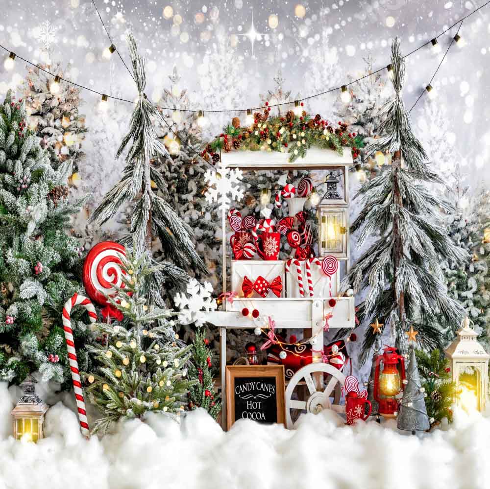 Kate Christmas Hot Cocoa Snow Backdrop Designed by Chain Photography - Image 2