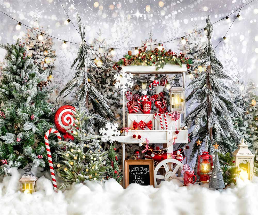 Kate Christmas Hot Cocoa Snow Backdrop Designed by Chain Photography - Image 3