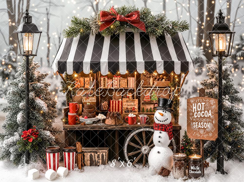Kate Christmas Hot Cocoa Snow Snowman Backdrop Designed by Emetselch - Image 4