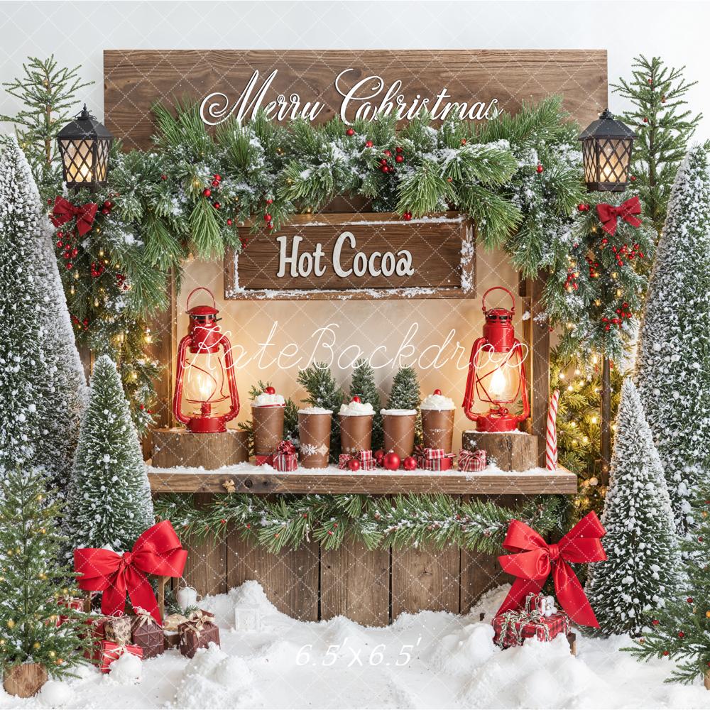 Kate Christmas Hot Cocoa Stand Snowy Trees Backdrop Designed by Emetselch - Image 2
