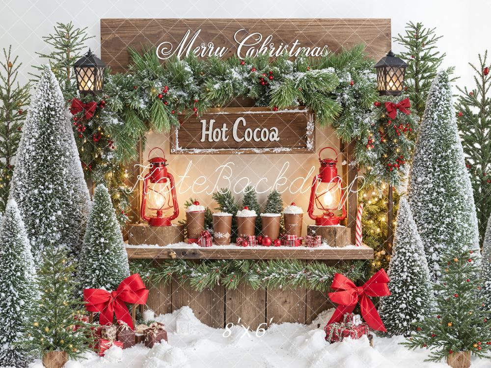 Kate Christmas Hot Cocoa Stand Snowy Trees Backdrop Designed by Emetselch - Image 3