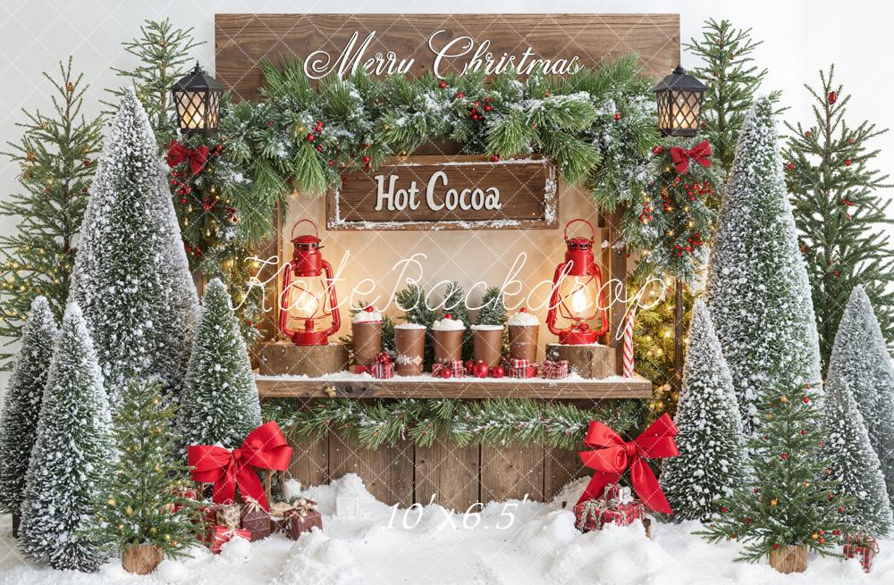 Kate Christmas Hot Cocoa Stand Snowy Trees Backdrop Designed by Emetselch - Image 4
